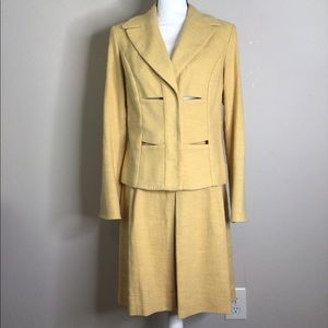 Etcetera Luxury Women’s Linen/Knit Skirt Suit 8 Cutouts Inverted Pleats